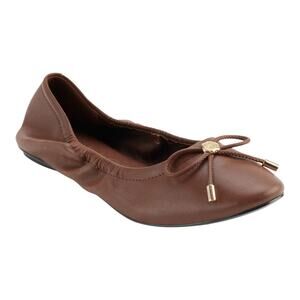 KARL LAGERFELD PARIS Women's Velma Almond Toe Ballet Flats Brown Size 8